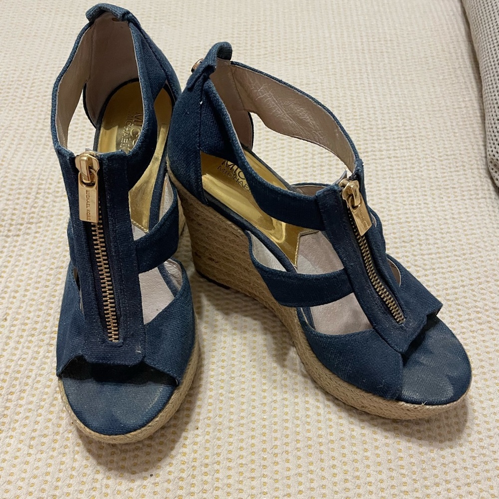 Michael Kors navy wedge sandals size 6